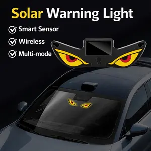 Solar Demon Eye LED Motorcycle Car Window Warning Decorative Light, Solar Powered Energy Efficient Illumination for Vehicles, Stylish Lighting Unique Design Accessory, Car Ornament, LED Lights