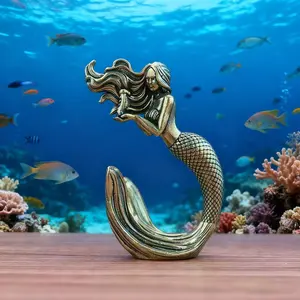 Vintage Mermaid Statue, Figurine, Home Decor Statue, Oceanic Anime Style Decorative Bronze Decor, Ideal for Garden, Patio, Poolside, Balcony, Bookshelf, Corner Table, Fountain, Ornaments