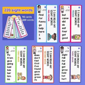 16 Teenage English Learning Cards, 220 Visual Single Word Vocabulary Building Toys, Memory Game Gifts, Educational Cards for Home School Use, Sight Word Flashcards