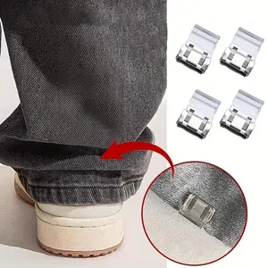4pcs Invisible Trouser Leg Shortening Fixing Clip Trouser Leg Anti-Mopping Adjustment Buckle No-Seam Closing Fixing Clip Edge Buckle