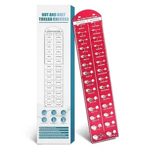 Nut and Bolt Thread Checker with 14 Metric and 14 Standard Sizes, 6601 Aluminum Thread Gauge Quickly Identify Nuts and Bolts Sizes, Bolt Thread Identifier with Precision Laser-Etched Markings