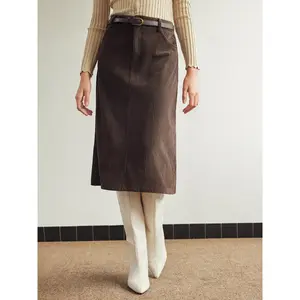 Cider [3 colors, size 2-26] Corduroy High Waist Solid Maxi Skirt