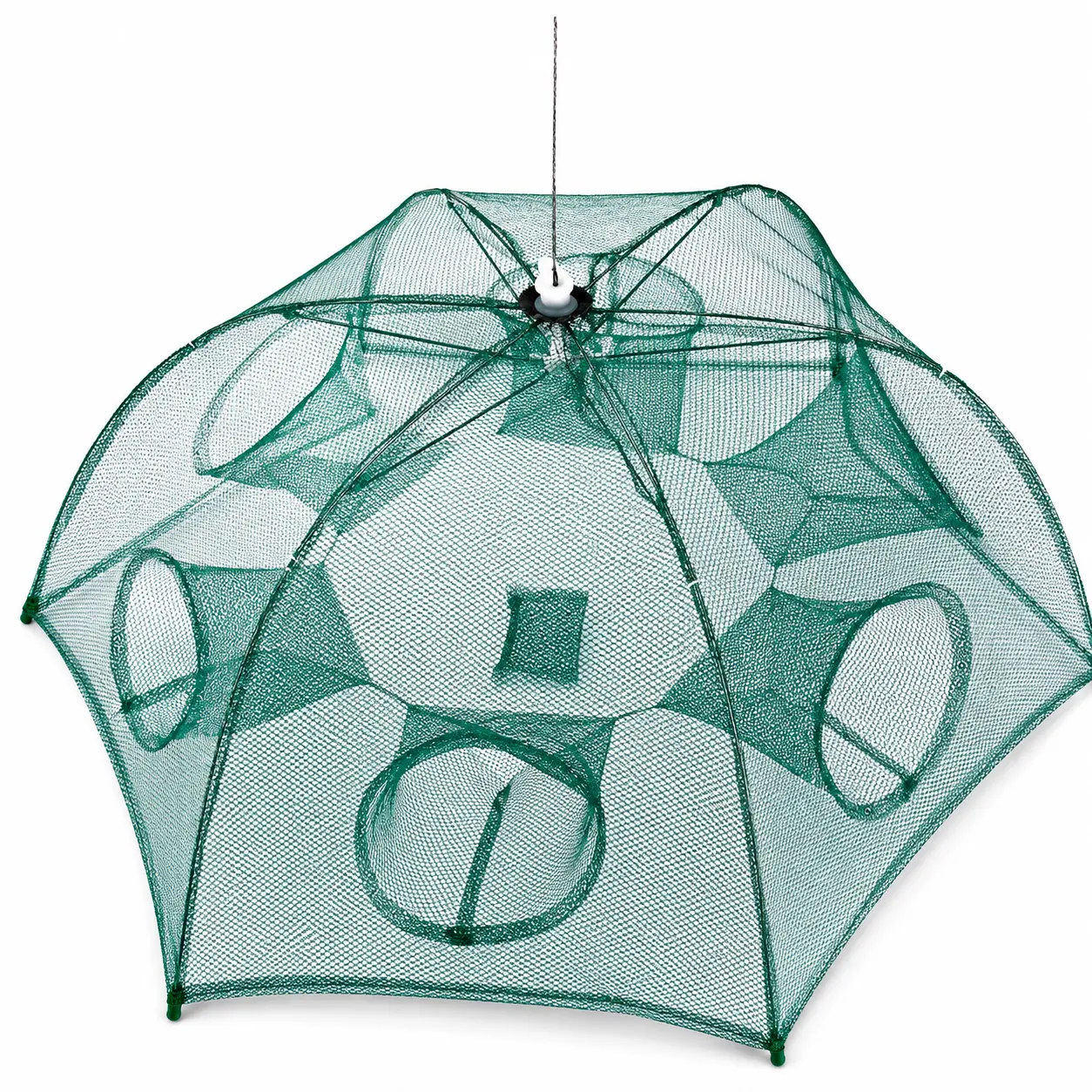 Fishing Trap Net Portable Folded Fishing Bait Trap Shrimp Minnow Crab Bait Net 6 Sides 6 Holes Crayfish Cast Mesh Trap Automatic,summervibes