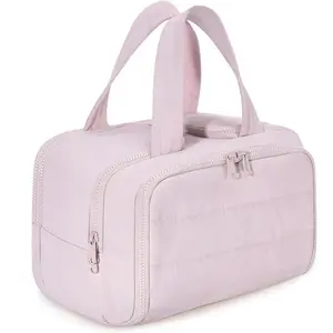 Women's 4-in-1 Puffy Multi-Functional Travel Toiletry Bag, Large-Capacity Home Organizer with Handle for Makeup Products, Accessories, and Essentials Brush Pouch Storage