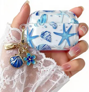 Cute Blue Starfish AirPods Case with Charm  | Ocean Aesthetic Cover for AirPods Pro 3 / AirPods 4