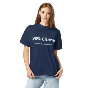 98% Chimp (With a Dash of Neanderthal) Shirt – Funny Evolution T-Shirt – Science Humor Graphic Tee – Unisex Relaxed Fit Cotton Shirt