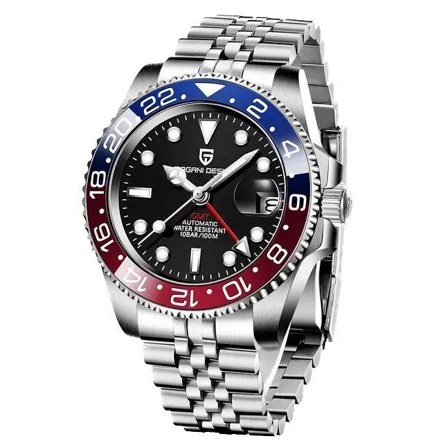 Pagani Design PD-1662 GMT Men's Watch - Automatic Self-Wind, GMT Dual Time Zone, Ceramic Bezel, Sapphire Crystal, 100M Water Resistant, Luxury Sport Watch