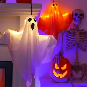 Light Up Ghost Hanging Decoration, 1 Count Ghost Hanging Light, Halloween Decoration, Ghost Hanging Light for Porches Yards Gardens Lawn