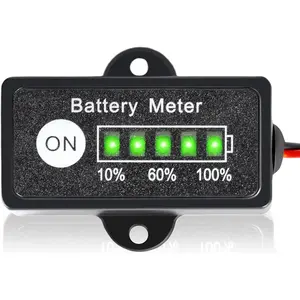 12V Battery Meter Lead-Acid Indicator Fuel Gauge Battery Monitor Tester for Motorcycle Golf Carts Car Marine ATV with 5 Segments LED Indicator
