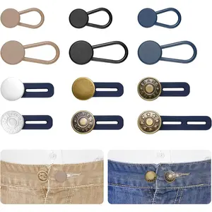 12 count Button Extenders for Jeans, Pant  Extenders for Women & Men, No Sew Pants Waistband Expanders, Flexible Adjustable Elastic  Extension 1-1.8 Inches, with a Tape Measure