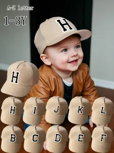 1PC Fashion Dad Hat 26 Letter Casual Baseball Cap Adjustable Size Summer Sun Protection Fits 1-3 Years Old Boys Girls Outdoor Play
