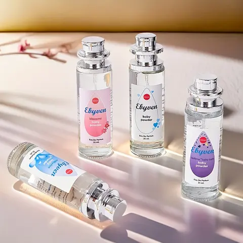 Women's 4-Piece Baby-Powder Sweet Perfume Gift Set - 2 fl oz Long-Lasting Floral Vanilla Fragrance, Travel-Size Mini Toiletries for Purse, Ideal Birthday Present by Sohochic