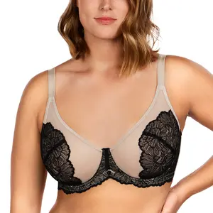 Live Only HSIA Blossom Plus Size Soft Lace Full Coverage Women Unlined Underwire Bra Mesh Soft Womenswear