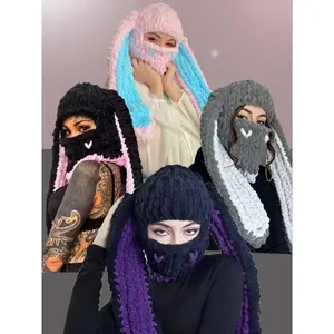 Women's Cute Rabbit Ear Design Beanie Hat, Casual Street Soft Thick Warm Knit Hat for Fall & Winter, Fashion Accessories for Women & Girls