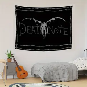 Death Note Animated Film Themed Polyester Print Tapestry - Lightweight Hanging Wall Decor for School Dormitories, Living Rooms