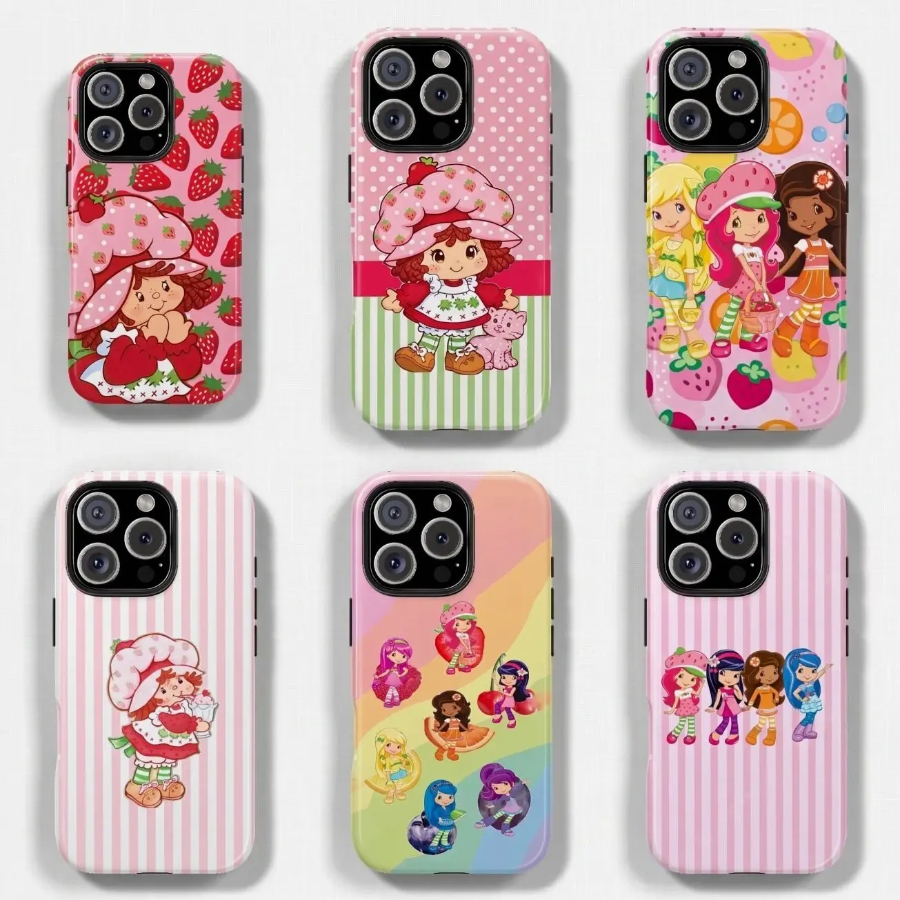 Pink Strawberry And Shortcake Retro Sweet Cute Fashion Phone Case Y1697 | Phone Case Compatible with iPhone 17 16 15 14 13 12 11 pro pro max & Samsung S26 S25 S24 S23 S22 Durable Protection Dual Layer Design Glossy