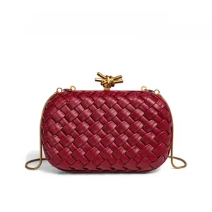 3701 Women's Woven Dinner Clutch 2026 New Fashion Commuter Shoulder Messenger Clip Bag