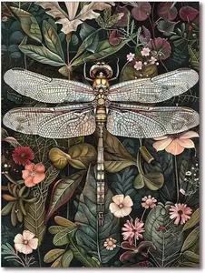 Dragonfly Stamped Cross Stitch Kits for Adults - Embroidery Kits for Beginners Adults,11 CT Patterns Dimensions Counted Cross Stitch Kits for Adults Arts Craft 12x16 inch