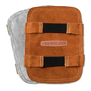 YESWELDER Hand Heat Shield with Elastic Band, Double-Layer Cowhide Leather Aluminized Back Welding Hand Pad YESWELDER Hand Heat Shield with Elastic Band, Double-Layer Cowhide Leather Aluminized Back Welding Hand Pad