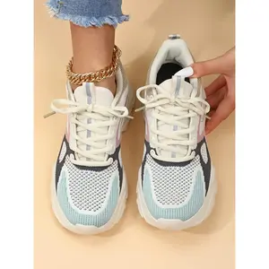 Women's Sporty Low Top Lace Up Breathable Sneakers, Fashionable Lightweight Breathable Anti-slip Round Toe Sneakers, Casual Outdoor Running Shoes, Athletic Running Shoes