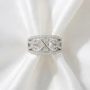 S925 Sterling Silver Plated with Cubic Zirconia Elegant Minimalist Infinity Engagement Rings Wedding Bridal Band Promise Rings Evening Parties Anniversary Valentine's Day Gifts Eternity Bands for Women