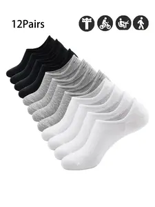 12Pairs mixcolor Solid No Show Liner Socks for Men Women Casual Fit Comfy Breathable Anti-Slip Socks for Daily Wear, Multipack Knit Socks for Summer Low Cut Anti-slip Sweat Absorbing Deodorant