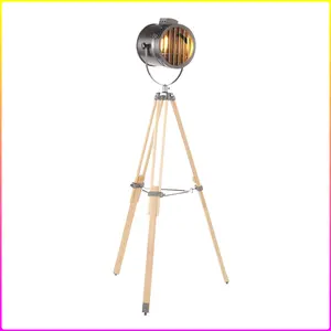 Ahoy Industrial Floor Lamp in Natural Wood and Bohemian style Metal by LumiSource (BULBS NOT INCLUDED)