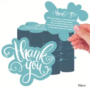 Thank You Card, 50pcs/pack Double Sided Thank You Card, Business Card, Gift Card for Small Business, Online Retailers, Stationery Supplies, School Supplies 2024