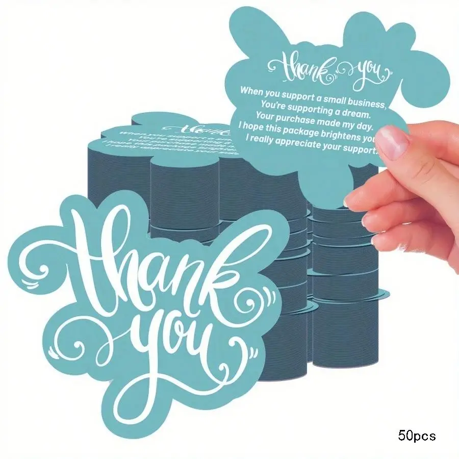 Thank You Card, 50pcs/pack Double Sided Thank You Card, Business Card, Gift Card for Small Business, Online Retailers, Stationery Supplies, School Sup