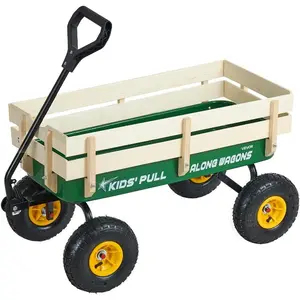 VEVOR 39 inch Pull Along Kids Wagon, Red Rolling Utility Cart Wagons for Kids, Cargo Wagon for Garden, Beach, Camping for Child PresentVEVOR Super Brand Day