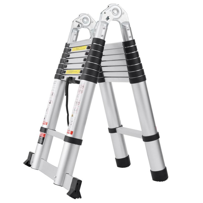 VEVOR Telescoping Ladder A-Shape w/Stabilizer Bar, Aluminum Extension ...
