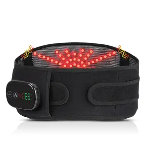 Cordless red light heating massage belt, 3-speed adjustable heating waist and back massager, Adjustable heating temperature, USB rechargeable hot compress vibration massage belt, relieves fatigue and relaxes muscles, lumbar support, with extension strap