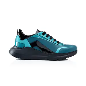 Daniela Uribe Turquoise Team Up Sneaker leather made in italy luxury shoes casual shoes street style