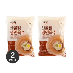 ASSI BRAND Korean Cold Noodle Beef Soup 330ml/ Pack  Pack of 2 - Delicious Bamboo Flavor