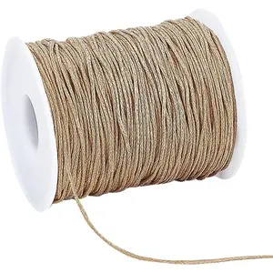 100 Yards 1mm Waxed Cotton Cord Beading Thread for Bracelet Necklace Making Crafting Macrame Vase Decor, Burlywood
