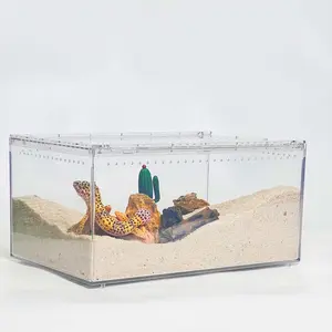 PC Reptile Terrarium, Leopard Gecko Tank, Jumping Spider Enclosure, Lizard Enclosure, Suitable for Gecko, Hermit Crab, Tree Frog, Tarantula, Praying Mantis Habitat Tank Starter (Small)