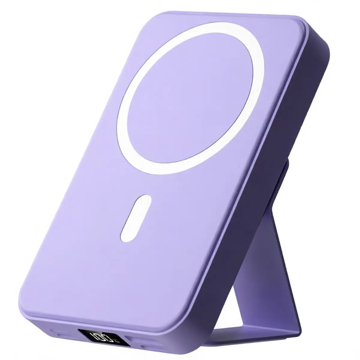 10000mAh Magnetic Power Bank with LED Digital Display, Foldable Kickstand, Wireless Charger for MagSafe iPhone 12-16 Series, USB-C Wired Charging for Android