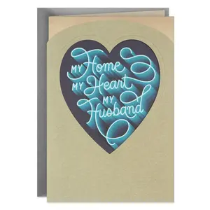 My Home, My Heart, My Husband Anniversary Card greeting card