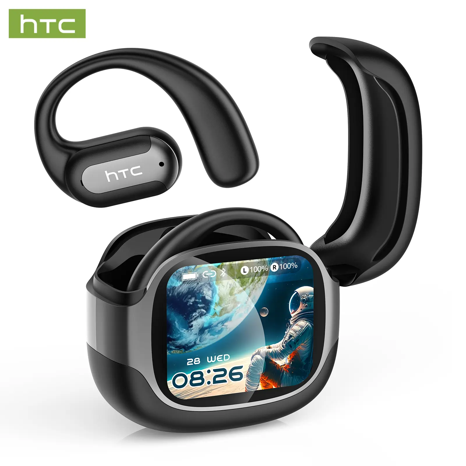 HTC NE58 OWS Bluetooth earphones, equipped with high-definition display screen and immersive sound quality 24/7. Long endurance, lightweight and portable