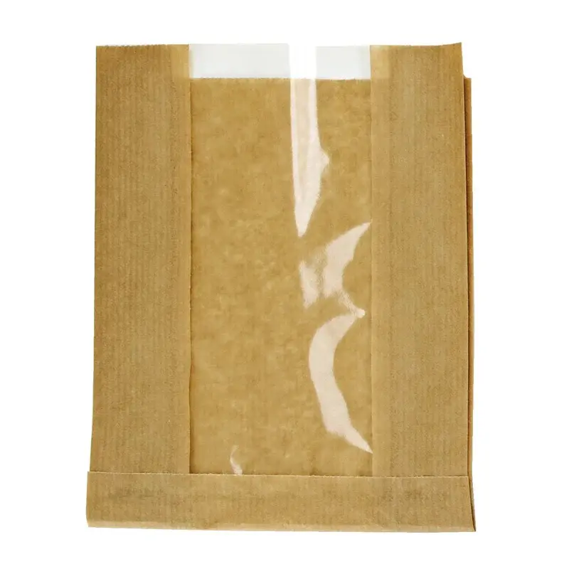 Packnwood 210SVIS4613 Kraft Paper Bag with Window View, 18.1x5.1x3.1 in, Brown - 1000 Pieces