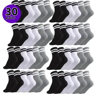HH  6-12-24-36 Pairs of Socks | Simple, basic and versatile in black, white and gray. Sleek style, fits sneakers and leather shoes. Soft, skin-friendly fabric, suitable for all seasons. Knee-high design in black, white and gray.