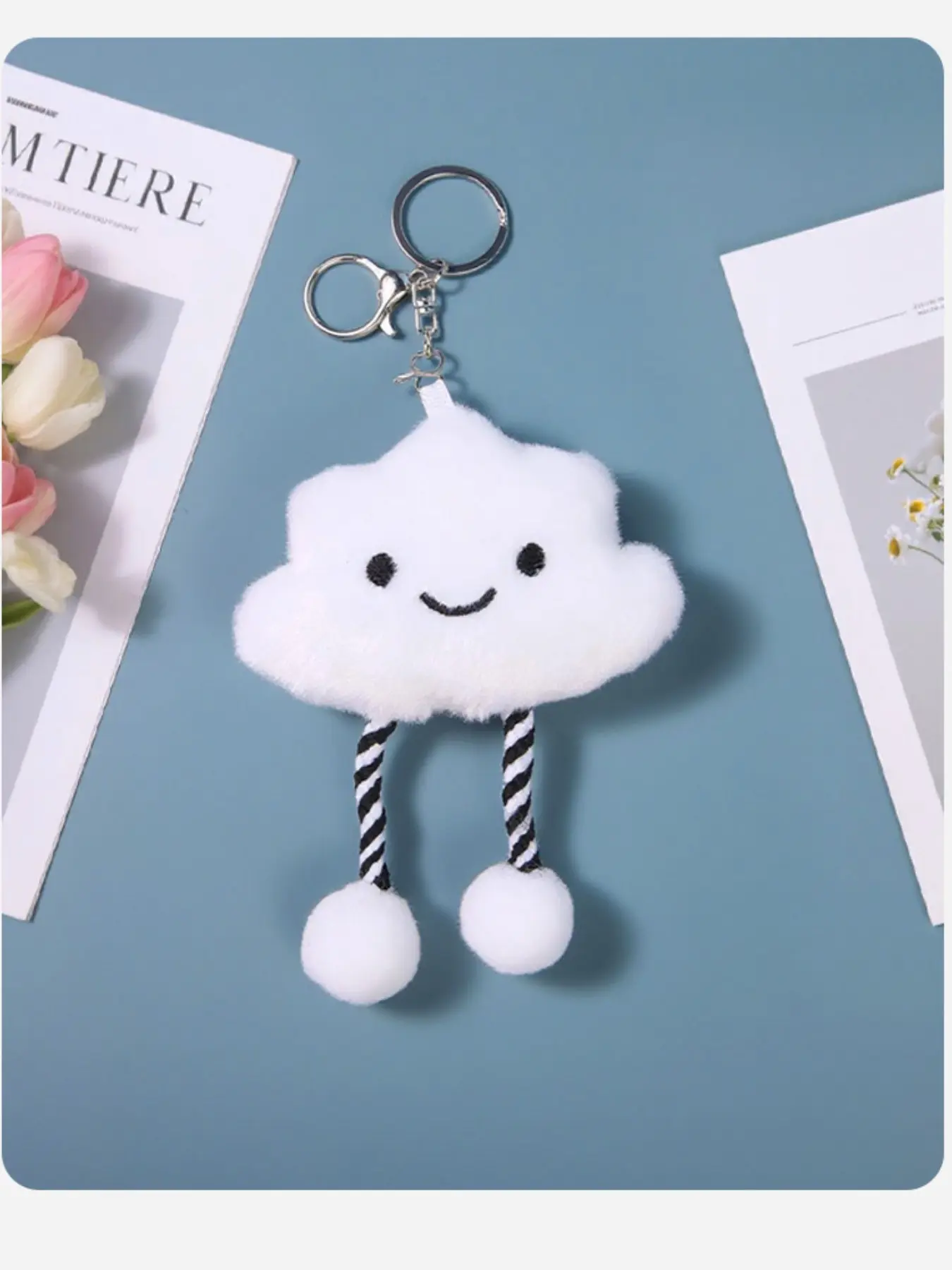 Cute Smiley Cloud Keychain, Geometric Design Chain, Plain Pattern Pro, All Season Casual Style, Perfect Gift for Cloud Lovers