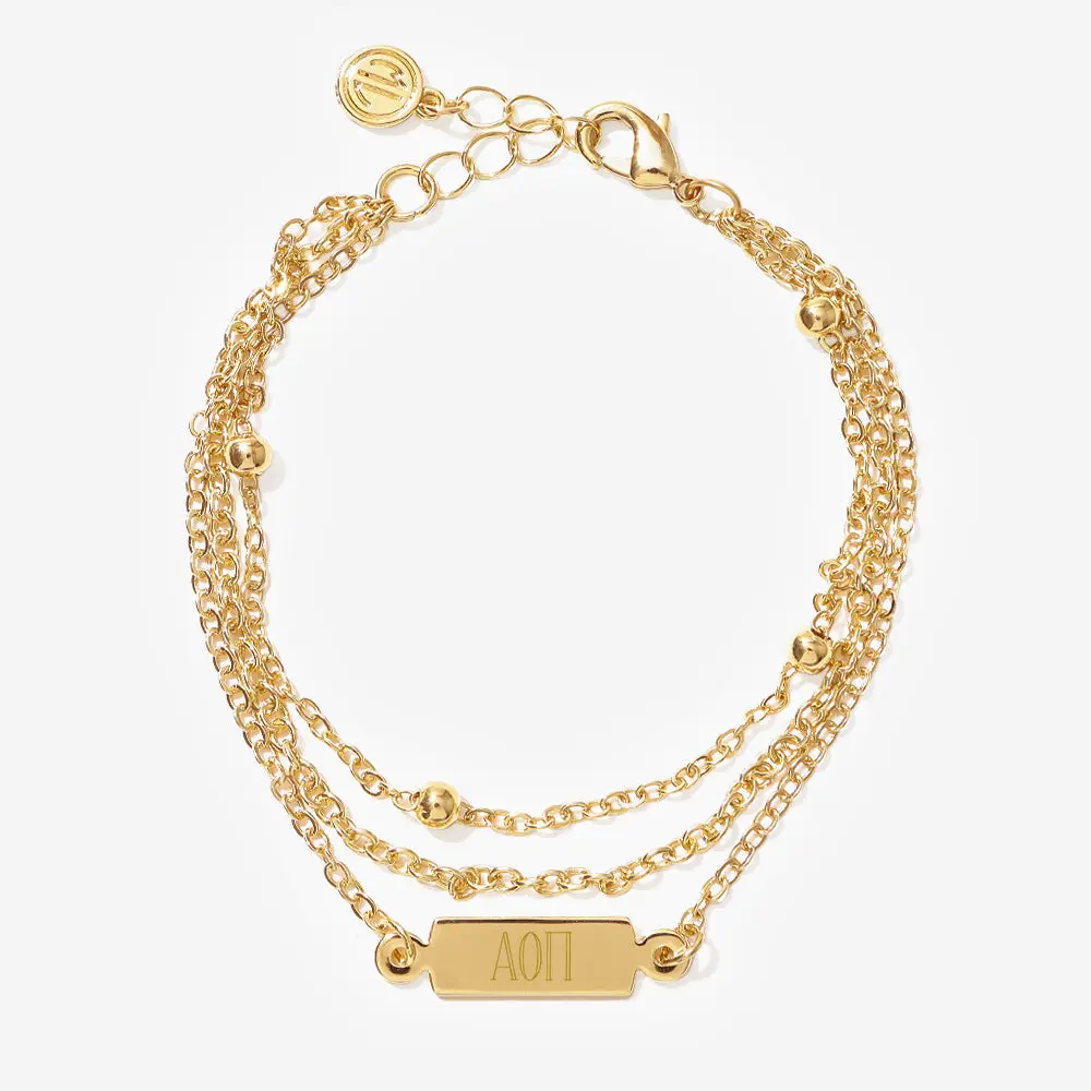 Alpha Omicron Pi Multistrand Bracelet | Gold Alpha Omicron Pi Multistrand Bracelet | Gold
