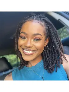 Dreadlock Extensions Human Hair 10-60 Strands 100% Full Handmade Permanent Loc Extension Human Hair for Women/Men/Kids Can Be Dyed Bleached Curled Twisted Dreadlock Wig (0.6cm 1B)