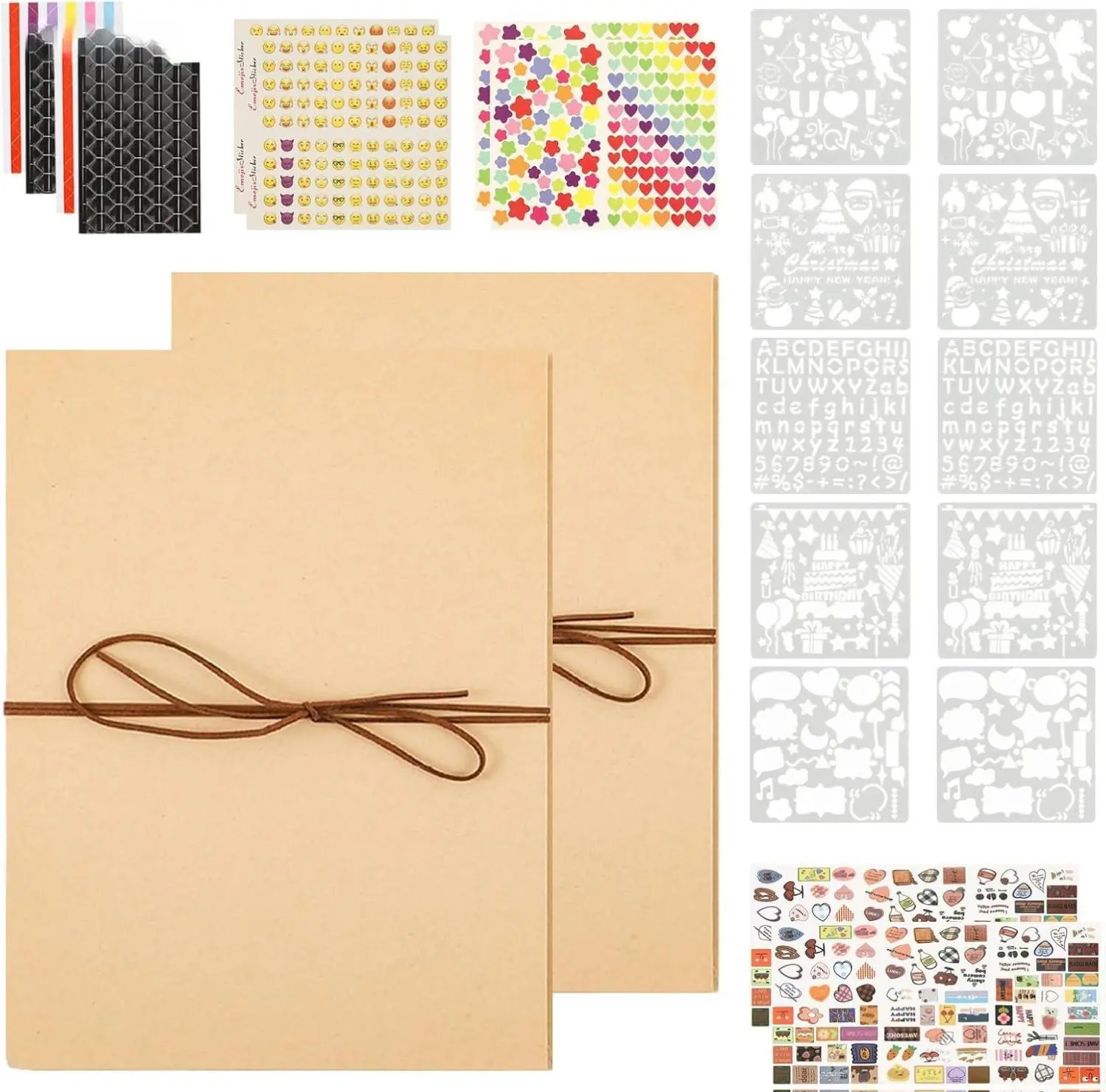 Scrapbook Album,8x6Inch Scrapbook Set Includes Diy Accessories,Kraft Paper Hardcover Scrap Book, Accordion Design Stretched and Folded,Suitable for Anniversary,Travel,Graduation,Holiday Gifts.