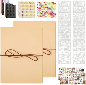 Scrapbook Album,8x6Inch Scrapbook Set Includes Diy Accessories,Kraft Paper Hardcover Scrap Book, Accordion Design Stretched and Folded,Suitable for Anniversary,Travel,Graduation,Holiday Gifts.