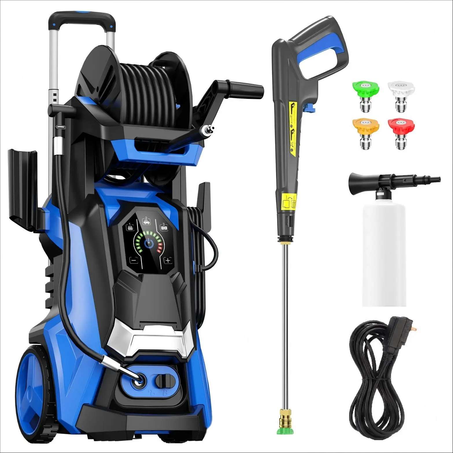 Electric Pressure Washer, 5560PSI MAX 3.8GPM Power Washer with 4 Interchangeable Nozzles and with Adj-15-Level Touch Screen Effortlessly Car Water Washer for Driveway, Fence, Car wash, Home, Outdoor, Sidewalk, Window, Porch