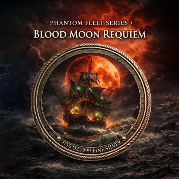 Blood Moon Requiem 1/10 oz Colorized Silver (New in Capsule)