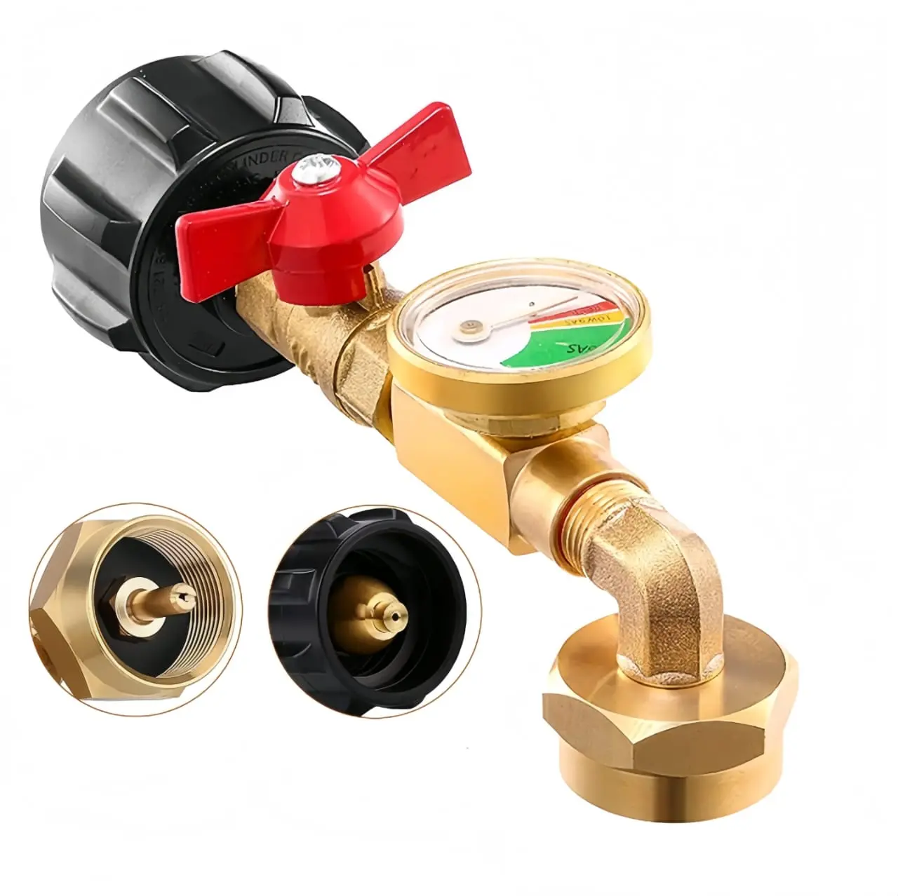 Upgraded Propane Refill Adapter 20lb to 1lb Converter, Design with Valve and Gauge, QCC1 Propane Refill Adapter 90-Degree Elbow, Hardware Accessories