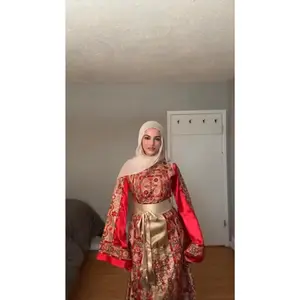 Red and Gold Full Satin Thobe